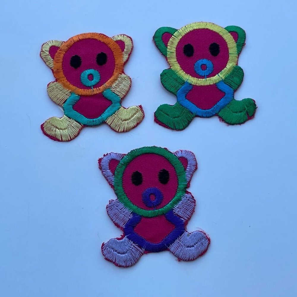 Lot of 3 Patches Multi Color Iron One Patches for craft Clothes Kids Embroidery